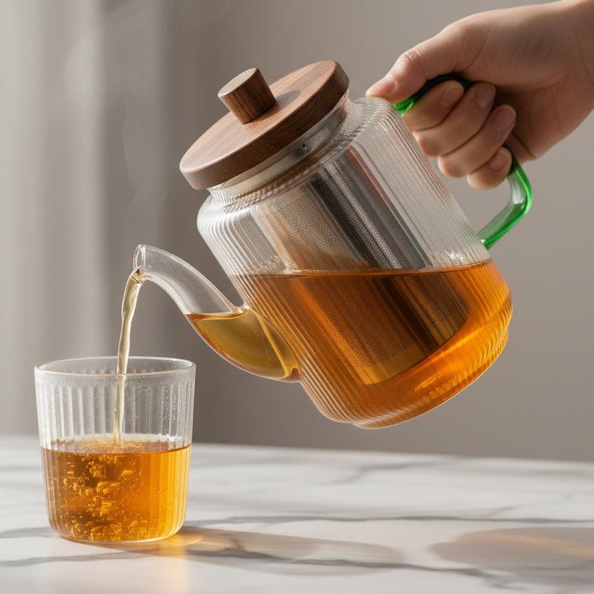 Borosilicate Glass Teapot with Jade Handle 550ml image 1