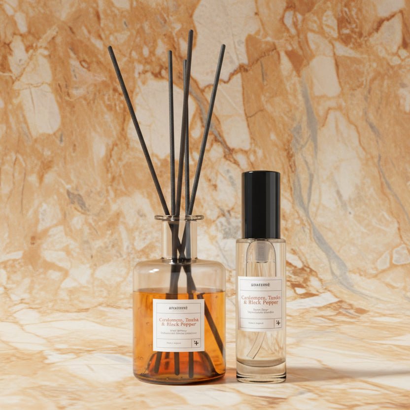 Cardamom Black Pepper Diffuser Reed Diffuser & Room Spray Gift Set - anatomē