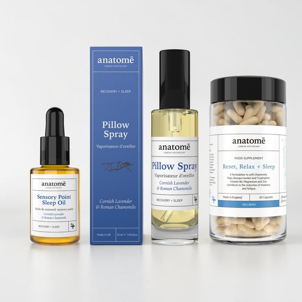Chamomile & Lavender Sleep Edition | Sensory Point Oil, Pillow Spray & Sleep Supplement - anatomē