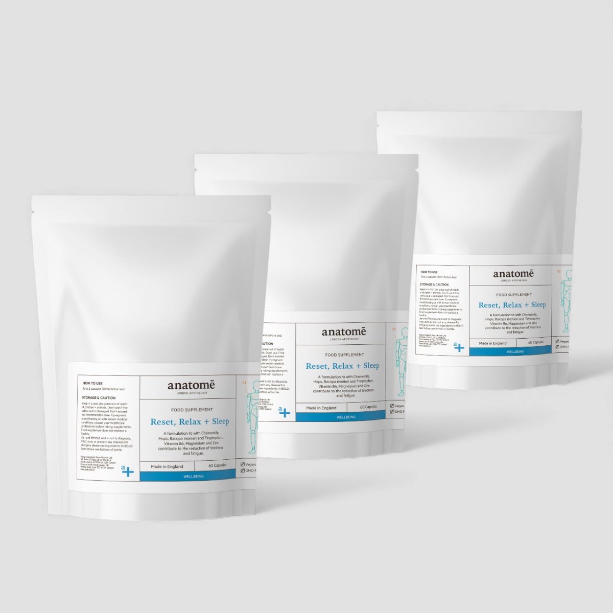 Magnesium | Reset, Relax + Sleep Supplement Pouch - 90 days - anatomē