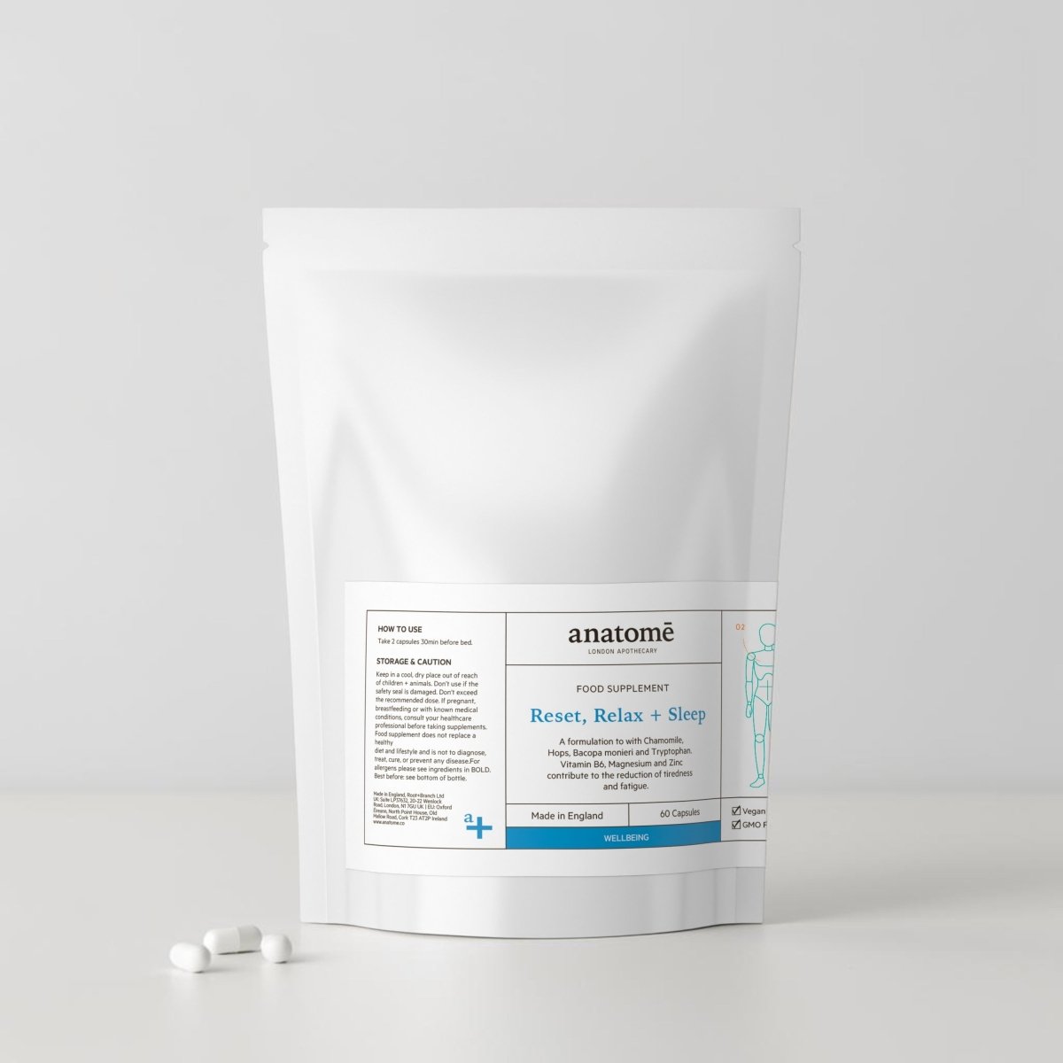 Magnesium & Tryptophan | Reset, Relax + Sleep Supplement Pouch - 30 days - anatomē
