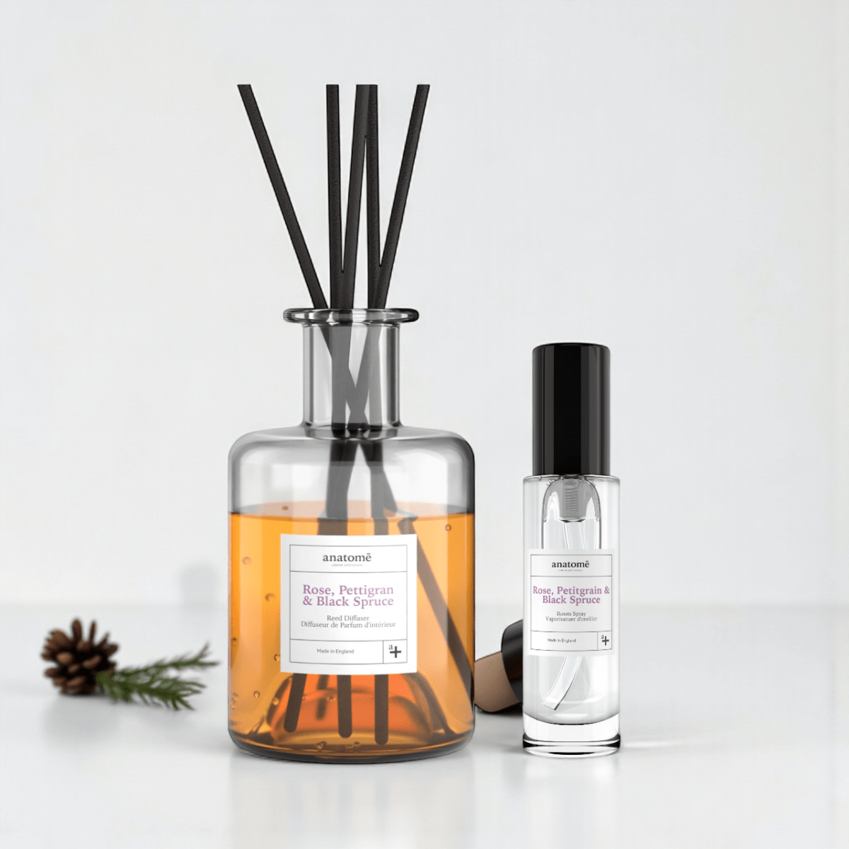 Rose, Petitgrain & Black Spruce Diffuser & Room Spray Gift Box - anatomē