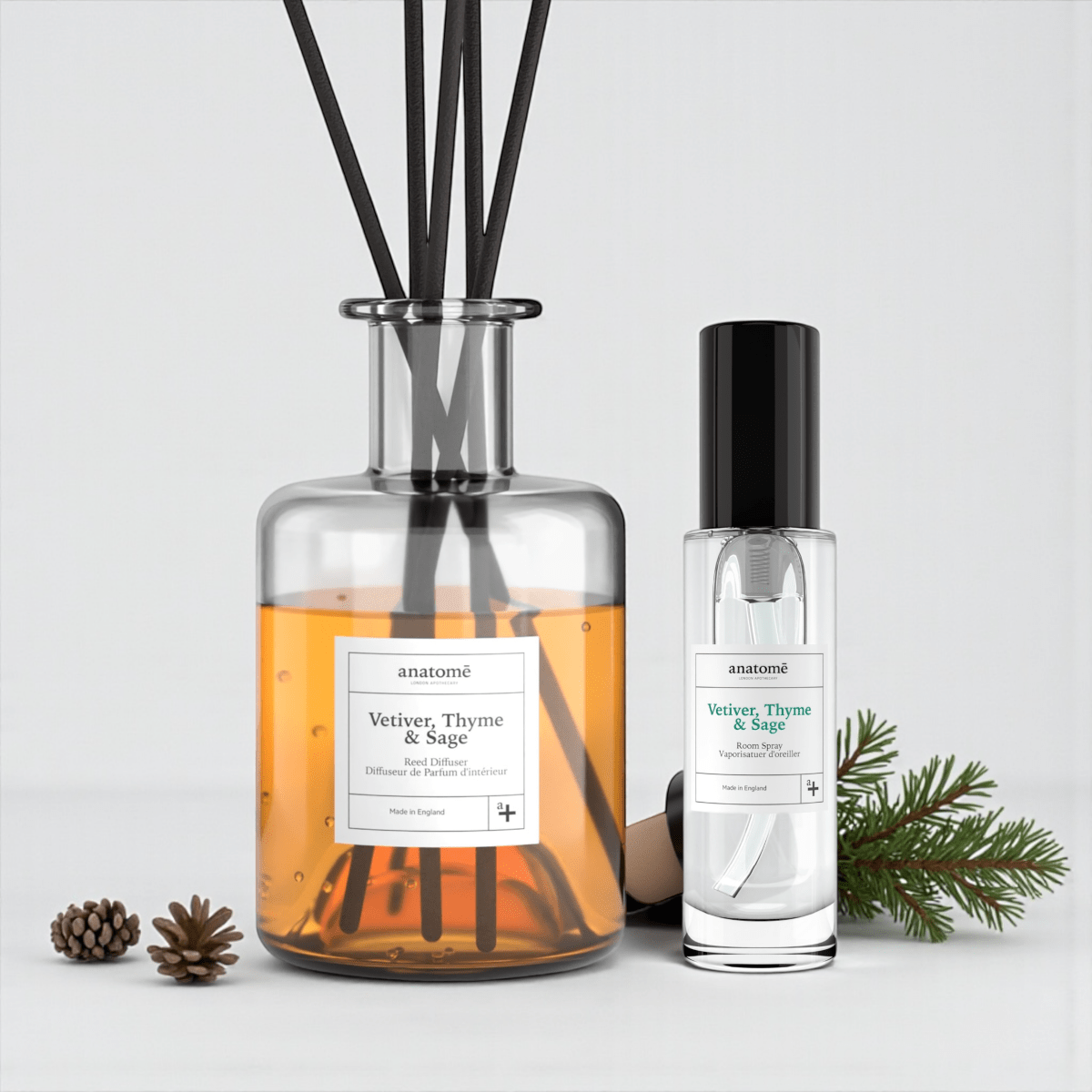 Vetiver, Thyme & Sage Oil Room Diffuser & Room Spray Gift Box - anatomē