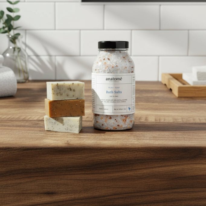 Bath Salt and Trio of Handmade Soaps - anatomē