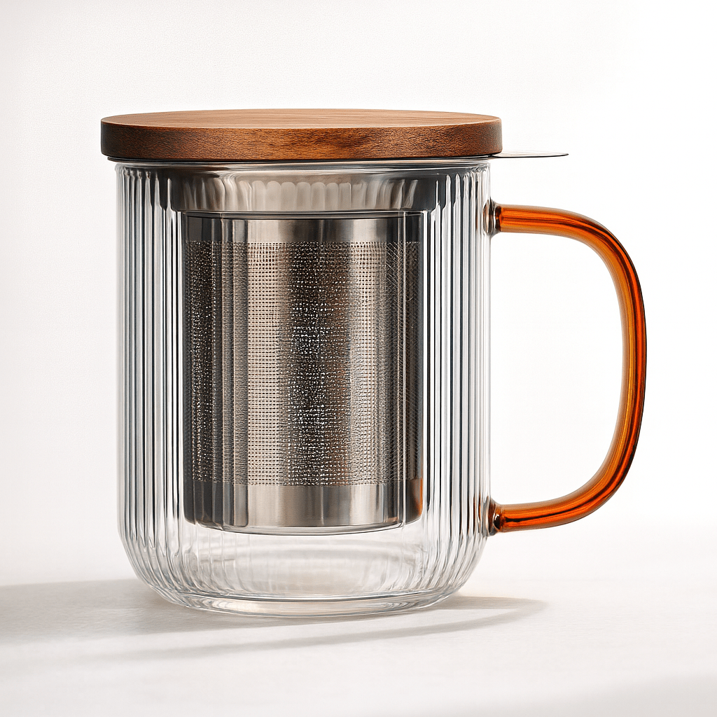 Borosilicate glass tea infuser with amber handle 300ml - anatomē
