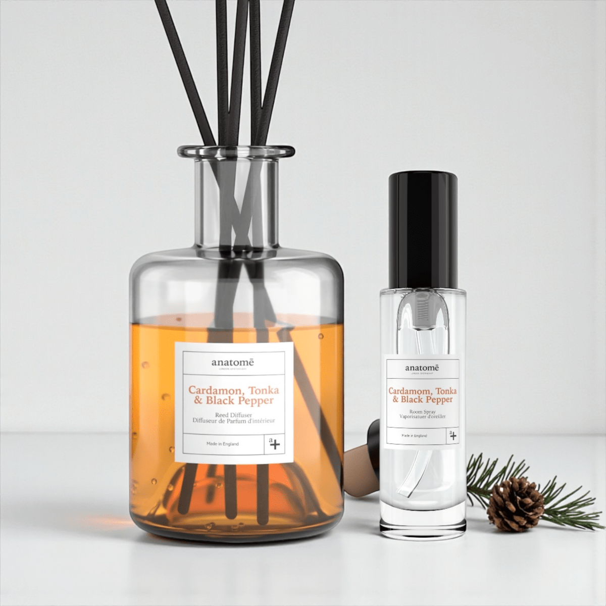 Cardamom Black Pepper Diffuser Reed Diffuser & Room Spray Gift Set - anatomē