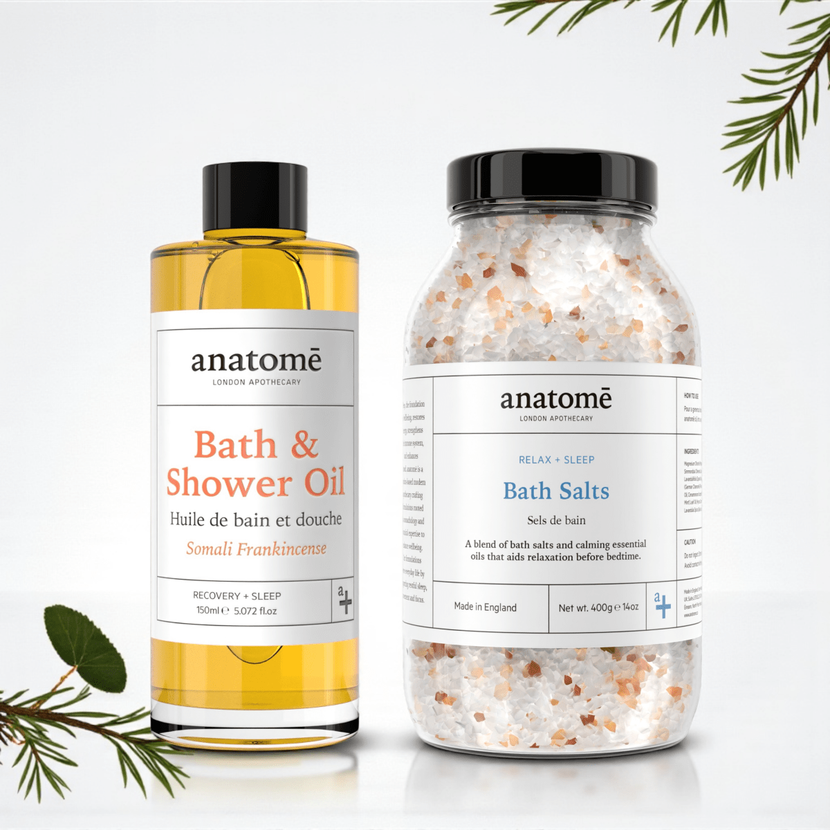 DUO: Bath & Shower Oil Somali Frankincense + Bath salts - anatomē