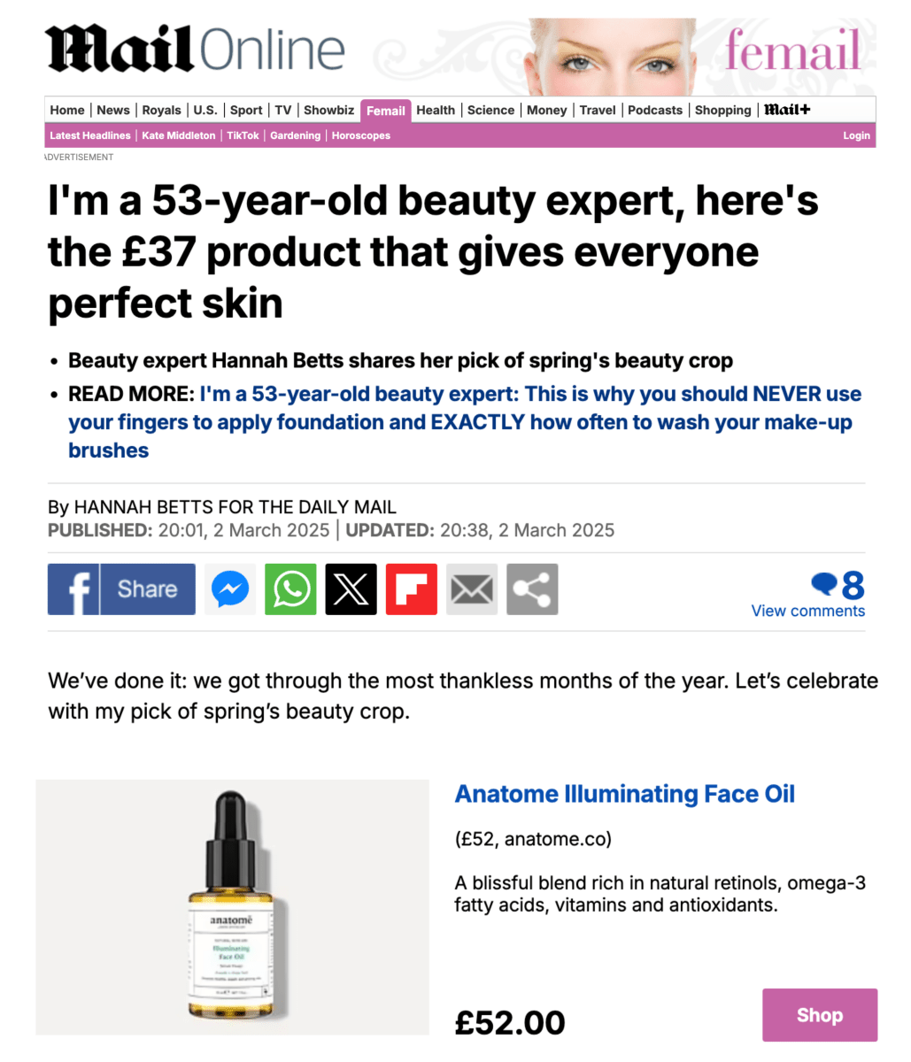 Illuminating Rose - hip, Grape Seed & Avocado Face Oil - anatomē