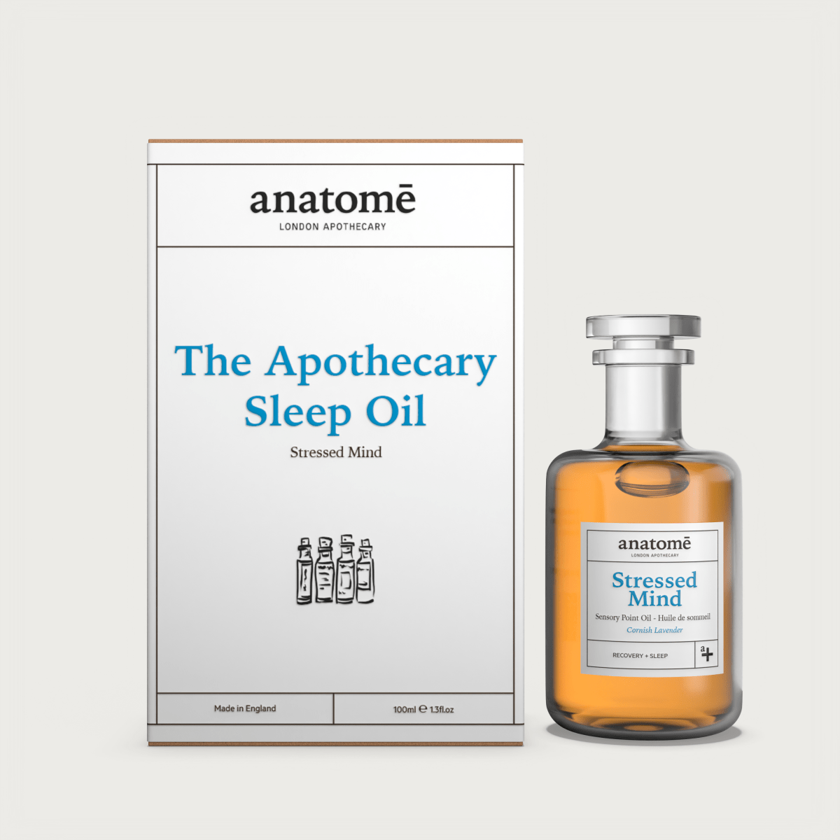 Stressed Mind Apothecary Bottle Cornish Lavender Sleep Oil 100ml - anatomē